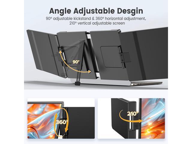 UPERFECT 14' 2K Portable Monitor, 360° Swivel Stand, Plug & Play USB-C Dual Monitor for Laptop (13-17 inch), Compatible with Mac, Windows, Android