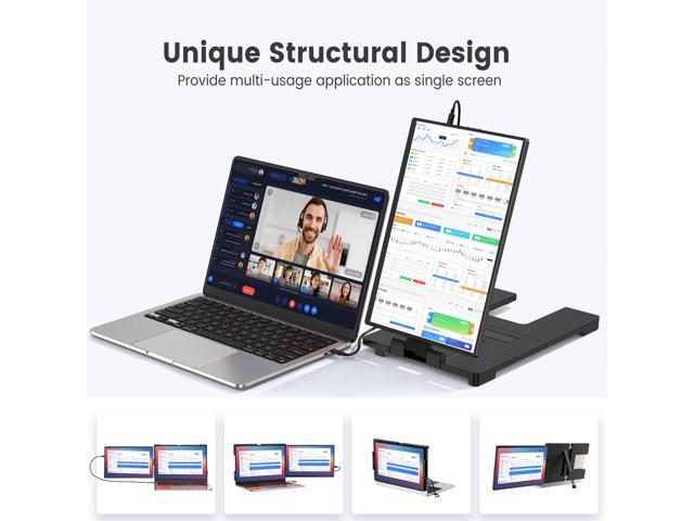 UPERFECT 14' 2K Portable Monitor, 360° Swivel Stand, Plug & Play USB-C Dual Monitor for Laptop (13-17 inch), Compatible with Mac, Windows, Android