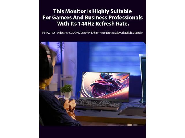 UPERFECT 144Hz Portable Monitor 17.3' 2K QHD 2560*1440 FreeSync Gaming Monitor 16:9 VESA