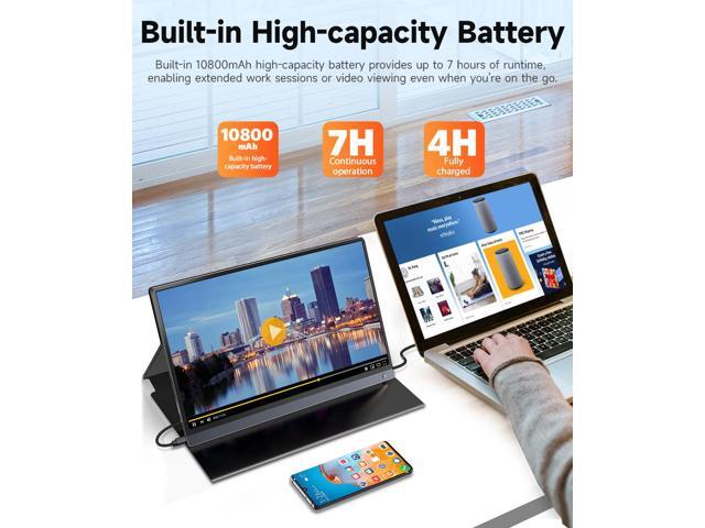 UPERFECT 15.6' Portable Monitor 120Hz Touchscreen 1080P IPS HDR 10800mAh Battery, Reverse Charging Quad Speakers, Smart Case Single Cable...