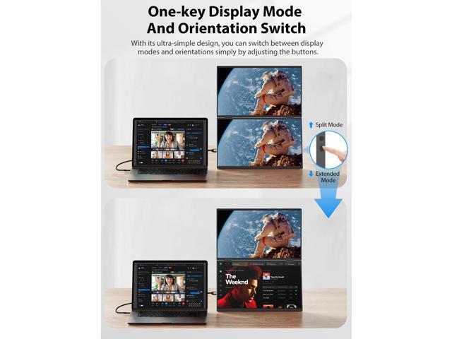 UPERFECT 15.6' 1080P Dual Portable Monitor, Fold Gaming Monitor Portable Display For Laptop Screen Extender Bult-in Stand (No Driver Needed)