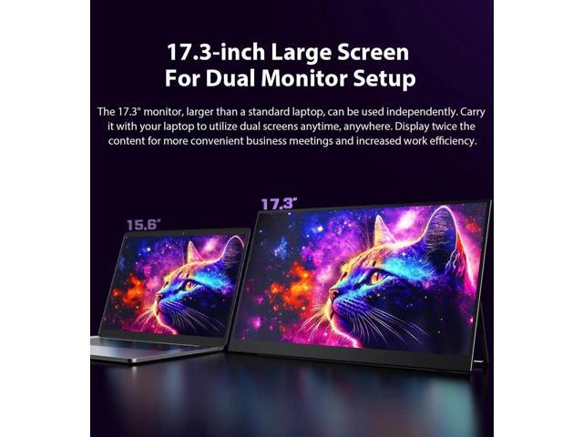 UPERFECT 17.3' 2K 144Hz HDR Portable Monitor with Built-in Speakers USB-C HDMI 100% sRGB 2560*1440 Gaming Monitor VESA Mountable