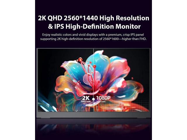 UPERFECT 17.3' 2K 144Hz HDR Portable Monitor with Built-in Speakers USB-C HDMI 100% sRGB 2560*1440 Gaming Monitor VESA Mountable