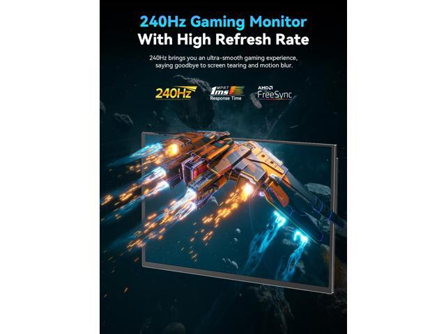 UPERFECT 24.5' 240Hz Portable Gaming Monitor - FHD 1080P IPS Display with Foldable LS Stand, USB-C One Cable for Power & Video, 500 Nits, Built-in...
