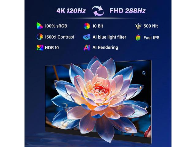 Uperfect 27' LS Series Portable Gaming Monitor 4K UHD 3840x2160@144Hz & FHD 1080p@288Hz Dual-Mode IPS 100% sRGB USB-C Power Delivery ...