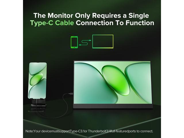 Uperfect 15.6' FHD 1080P Portable Monitor with Stand, IPS Screen, USB-C & Mini HDMI, VESA Mountable, for Laptop/Phone/Gaming/Switch