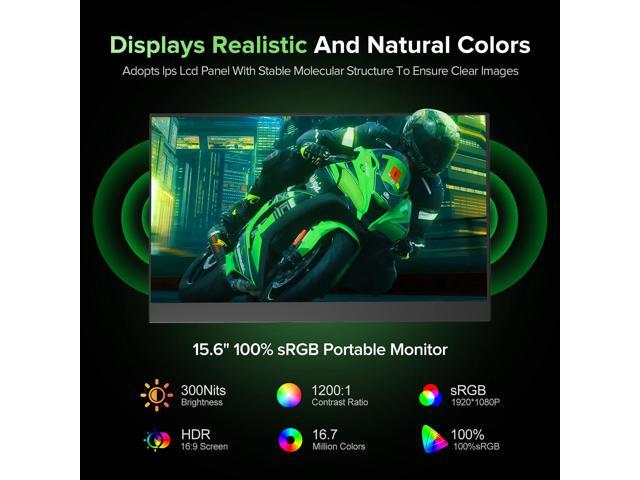 Uperfect 15.6' FHD 1080P Portable Monitor with Stand, IPS Screen, USB-C & Mini HDMI, VESA Mountable, for Laptop/Phone/Gaming/Switch