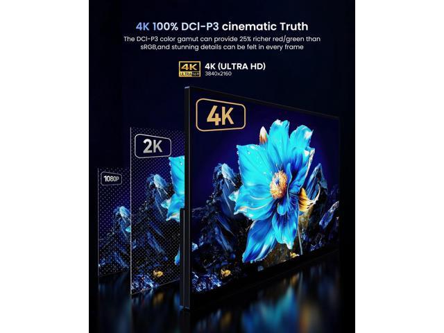 UPERFECT 19' UHD 4K 144Hz Portable Gaming Monitor with QLED, 500 Nits, 100% DCI-P3 Built-in Stand & VESA Mount for Laptop, PC, Console