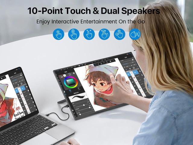 UPERFECT 15.6' 1080P Portable Touchscreen Monitor 10-Point Touch, FHD IPS Display, 125% sRGB HDR, Ultra-Slim USB-C Plug & Play, VESA Mountable,...