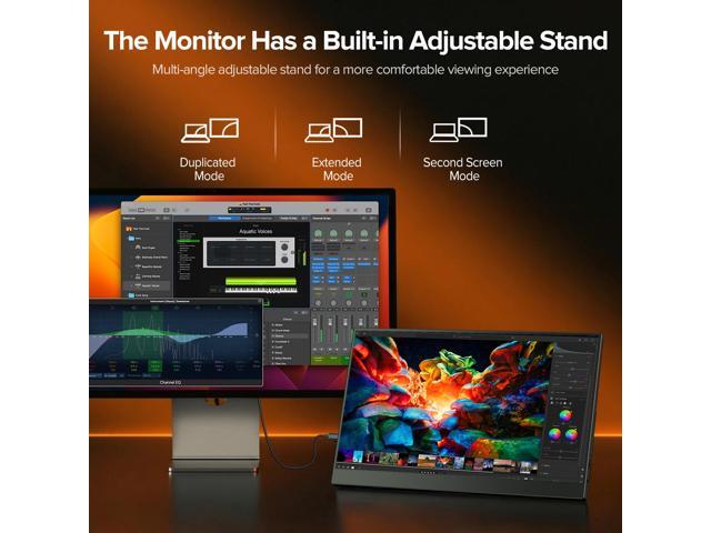 UPERFECT 15.6' Portable Monitor - 100% sRGB 1080P IPS, Ultra-Slim USB-C & HDMI Plug & Play, Built-in Stand & Speakers, Includes Free Travel Case...