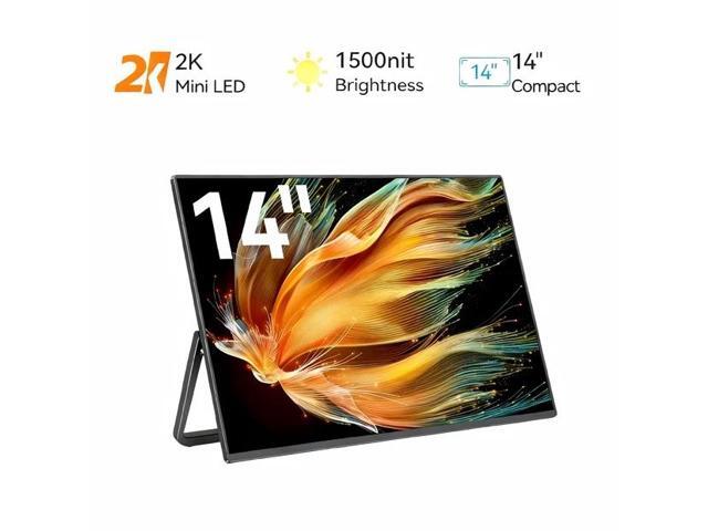 UPERFECT 14' Mini LED Portable Monitor, 2560x1600 2.5K, 1500 Nits, 1ms FreeSync, Built-in Stand & VESA, Ultra-Slim Aluminum Body