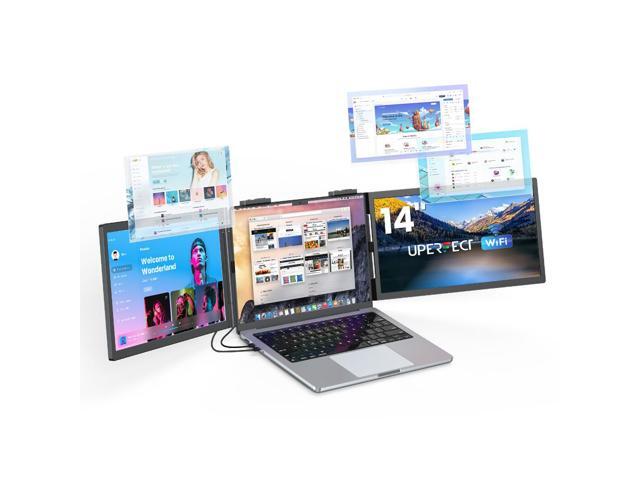 UPERFECT 14' Dual Laptop Screen Extender Triple Monitor Display via One USB-C Cable, 1080P FHD IPS Portable Monitor for 14-16.5' Laptops,.