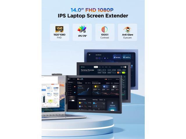 UPERFECT 14' Laptop Screen Extender 1080P FHD IPS Portable Monitor, HDMI & USB-C Plug & Play, Compatible with Windows/Mac/Chrome/Android,...