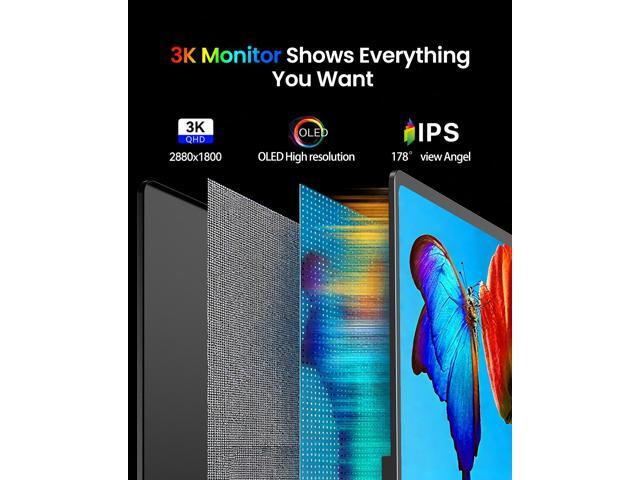 UPERFECT 14' 3K OLED HDR Portable Monitor 500,000:1 Contrast 2880x1800 120Hz 0.1ms 500nits 120% DCI-P3 Ultra-Slim USB-C Gaming Display for Laptop...