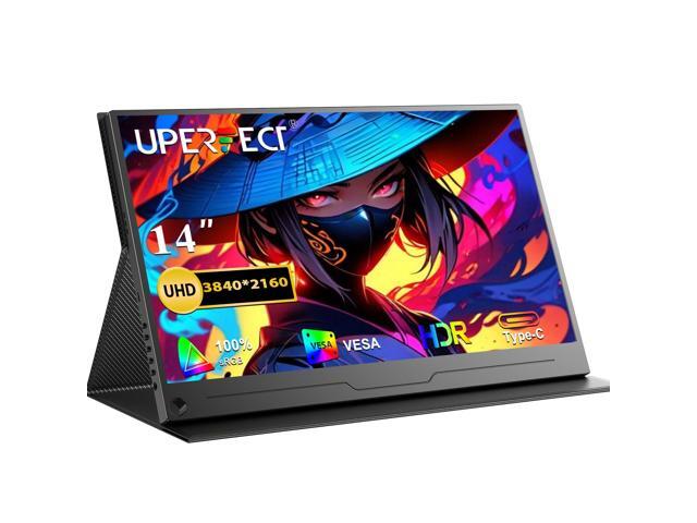 UPERFECT 14' 4K Portable Monitor, 3840×2160 UHD IPS Display, 60Hz AMD FreeSync, HDR, 400 cd/m², 100% sRGB, USB-C, Lightweight Travel Gaming Monitor...