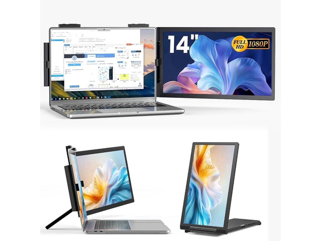 UPERFECT 14' Laptop Screen Extender 1080P FHD IPS Portable Monitor, HDMI & USB-C Plug & Play, Compatible with Windows/Mac/Chrome/Android,...