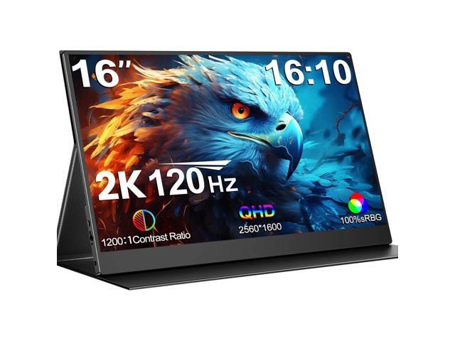 UPERFECT GR16DQ 16' 2K Portable Gaming Monitor - 2560x1600 QHD 120Hz IPS, 100% sRGB 400 Nits, USB-C & Mini HDMI, VESA Mount, 1.7 lbs Ultra-Slim for.