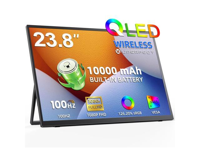 UPERFECT 23.8' Wireless Portable Monitor - 1080P FHD 100Hz QLED, 145% sRGB, Built-in 10000mAh Battery, Wireless Screen Casting & Wired USB-C/HDMI,.