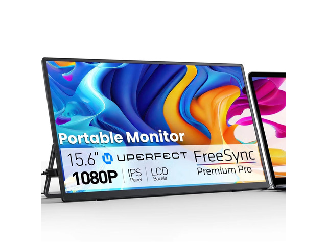UPERFECT 15.6' Portable Monitor 1080P FHD, 125% sRGB, 350Nits, USB-C HDMI, w/Stand - Universal Laptop/Phone/Gaming Monitor