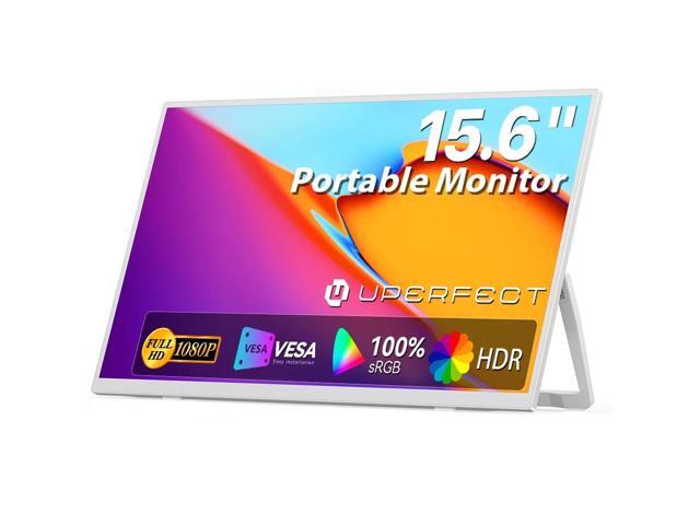 Uperfect 15.6' Portable Monitor 1080P FHD IPS USB-C HDMI External Display with Kickstand for Laptop Mac Phone Xbox Switch PS5, White