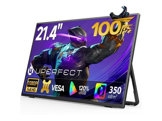 UPERFECT 21.4' Portable Monitor, FHD 1080P 100Hz QLED 125% sRGB 350 Nits, 1ms Response Time, Built-in Stand & VESA 100x100mm, Large Second Screen.