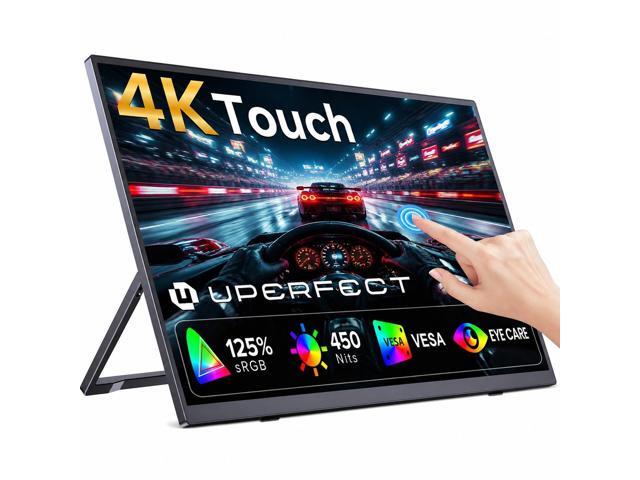 UPERFECT 15.6' 4K Portable Touchscreen Monitor, 3840x2160 UHD 125% sRGB 450 Nits, 10-Point Touch, 2000:1 Contrast, USB-C & Mini HDMI, VESA &...