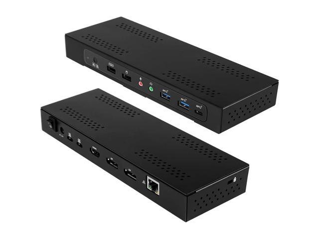 Maxtek USB 3.2 Gen 2x1 Dual Host Triple 4K Universal Docking Station w/PD, USB-A, USB-C, HDMI, DisplayPort, Gigabit Ethernet, Audio in/Out, KVM...