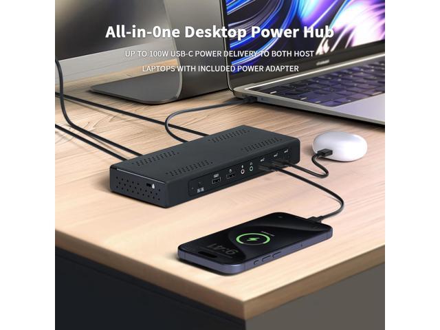 Maxtek USB 3.2 Gen 2x1 Dual Host Triple 4K Universal Docking Station w/PD, USB-A, USB-C, HDMI, DisplayPort, Gigabit Ethernet, Audio in/Out, KVM...