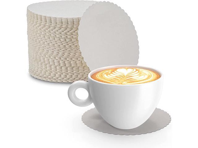 Photos - Barware MT Products 3.25' Thin White Paper Scalloped Edge Cup Coasters - Pack of 2