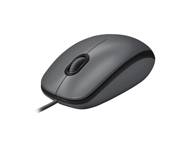 Logitech M100 Wired USB Mouse, 3-Buttons,1000 DPI Optical Tracking, Ambidextrous, Compatible with PC, Mac, Laptop, Gray