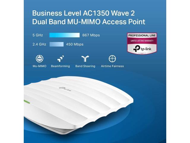 TP-Link EAP225 Omada AC1350 Gigabit Wireless Access Point Business WiFi Solution w/ Mesh Support, Seamless Roaming & MU-MIMO PoE Powered ...