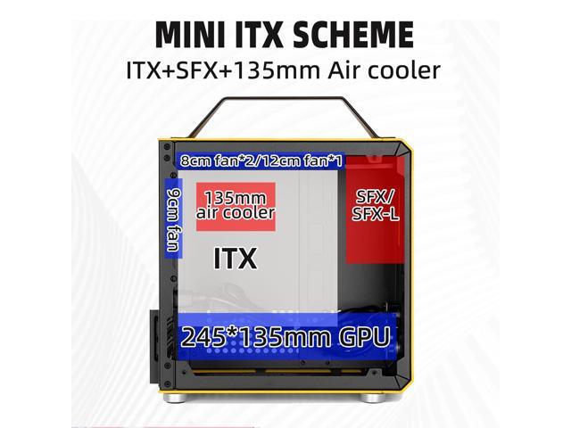 Mechanic Master C24 Small Cube Sugar Mini-ITX Chassis / Alumium / Steel / Temered Glass ITX Small Form Factor Computer Case Yellow