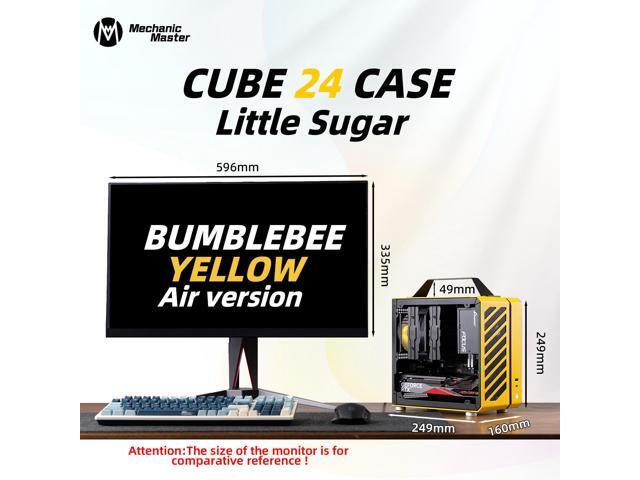 Mechanic Master C24 Small Cube Sugar Mini-ITX Chassis / Alumium / Steel / Temered Glass ITX Small Form Factor Computer Case Yellow