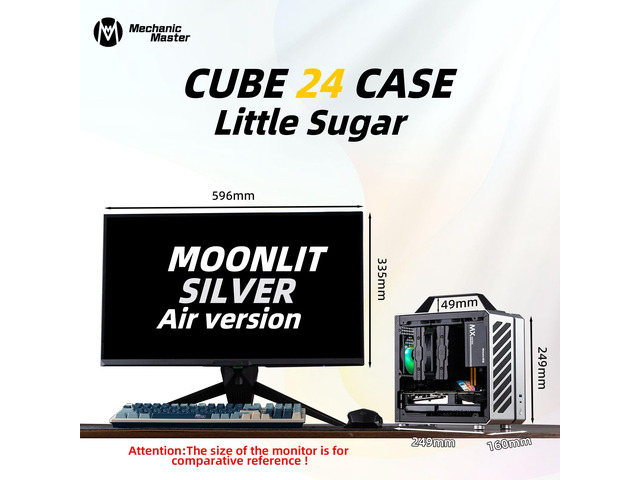 Mechanic Master C24 Small Cube Sugar Mini-ITX Chassis / Alumium / Steel / Temered Glass ITX Small Form Factor Computer Case Silver