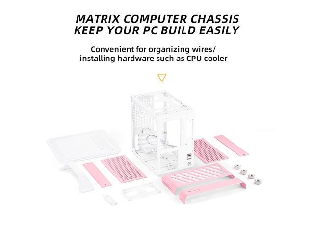 Mechanic Master C24 Small Cube Sugar Mini-ITX Chassis / Alumium / Steel / Temered Glass ITX Small Form Factor Computer Case Pink
