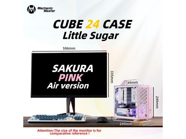 Mechanic Master C24 Small Cube Sugar Mini-ITX Chassis / Alumium / Steel / Temered Glass ITX Small Form Factor Computer Case Pink