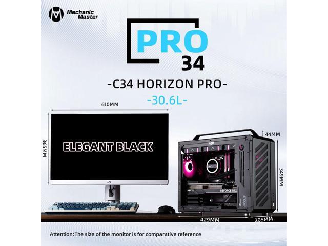 Mechanic master C34pro side penetrating 360 water-cooled eatx portable desktop computer aluminum alloy case Black