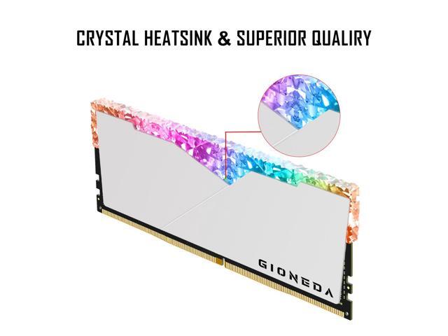Gioneda Crystal RGB DDR4 32GB (2 x 16GB) 288-Pin UDIMM RAM Memory DDR4 3200 MHz (PC4-25600) CL18-22-22-42 1.2V Desktop Computer Memory Module
