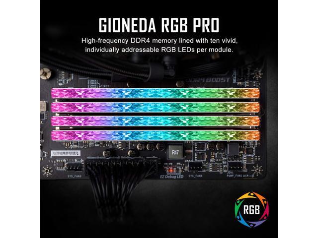 Gioneda Crystal RGB DDR4 32GB (2 x 16GB) 288-Pin UDIMM RAM Memory DDR4 3200 MHz (PC4-25600) CL18-22-22-42 1.2V Desktop Computer Memory Module