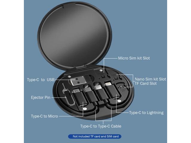 Yesimla USB C Adapter Cable Kit, Multi Charging Cable Case Convertor USB C to Lightning/Type C/Micro/USB A Adapter, Data Transfer Contains Card...