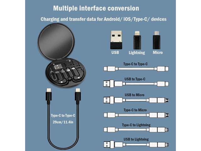 Yesimla USB C Adapter Cable Kit, Multi Charging Cable Case Convertor USB C to Lightning/Type C/Micro/USB A Adapter, Data Transfer Contains Card...