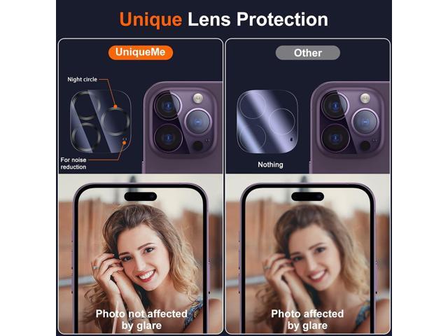 UniqueMe [3 Pack Compatible for iPhone 14 Pro Max/iPhone 14 Pro Camera Lens Protector Tempered Glass,[Case Friendly][Scratch-Resistant][Night...