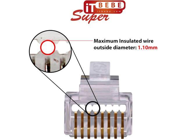 ITBEBE 100-Pack RJ45 Cat6 Pass Through Connectors High Performance Cat6 Connector (RJ45 Connectors/Ethernet Connector / Cat6 Connectors / 8P8C /...