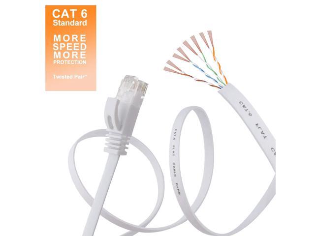 Cat 6 Ethernet Cable 40 ft, Outdoor & Indoor 10Gbps Support Cat8 Cat7 Network, Flat Internet RJ45 LAN Patch Cords, Solid High Speed Computer Wire...
