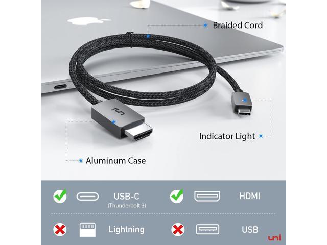 uni USB C to HDMI Cable 3FT 4K@30Hz, USB Type C to HDMI Cable for Home Office, [Thunderbolt 3/4 Compatible] with MacBook Pro/Air, iPhone 15...