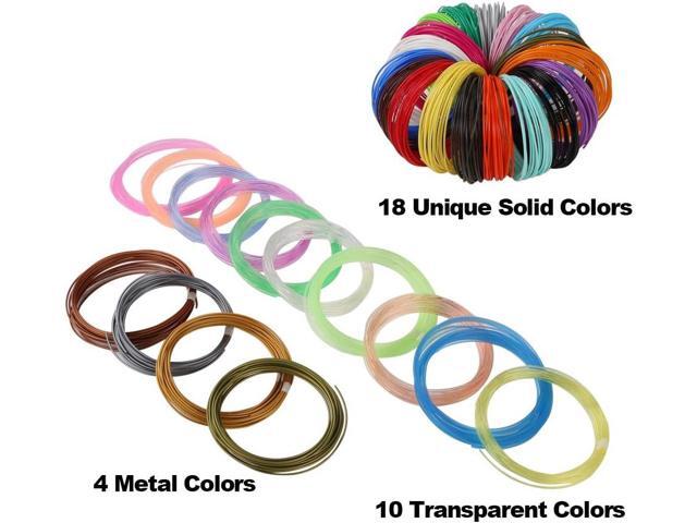 MIKA3D 32 Colors 3D Pen PLA Filament Refills, Each Color 10 Feet, Total 320 feet, Pack with 4 Finger Caps
