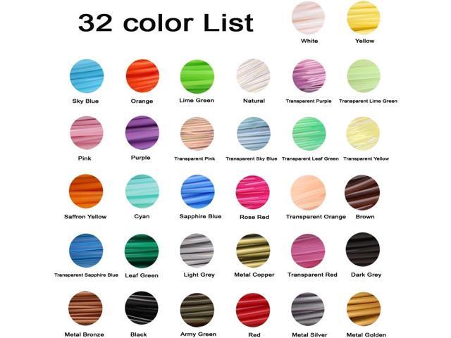 MIKA3D 32 Colors 3D Pen PLA Filament Refills, Each Color 10 Feet, Total 320 feet, Pack with 4 Finger Caps