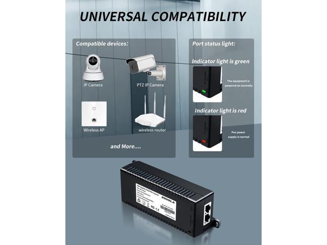 POE Injector,30W Gigabit Power Over Ethernet PoE+ Injector Adapter Convert Non-PoE to PoE Adapter 10/100/1000Mbps RJ-45 802.3 af/at Plug &...