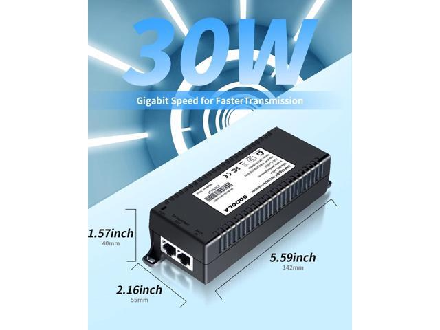 POE Injector,30W Gigabit Power Over Ethernet PoE+ Injector Adapter Convert Non-PoE to PoE Adapter 10/100/1000Mbps RJ-45 802.3 af/at Plug &...