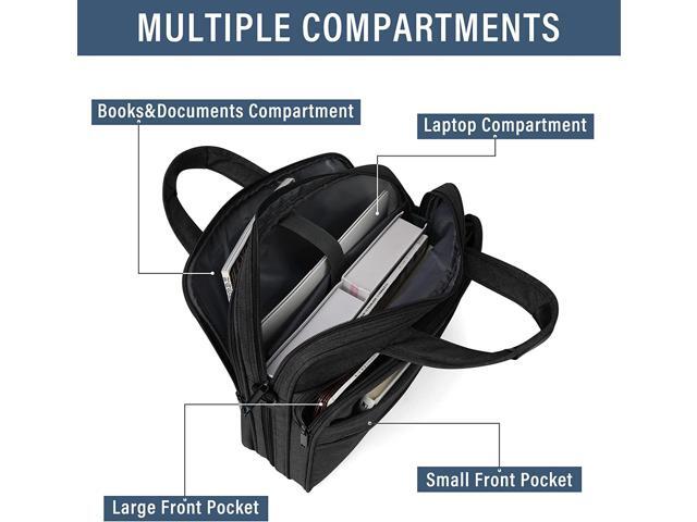 Laptop Bag 15.6 Inch Briefcase Water-resistant Laptop Carrying Case for Men Expandable Computer Messenger Bag for Travel Business Work, Black